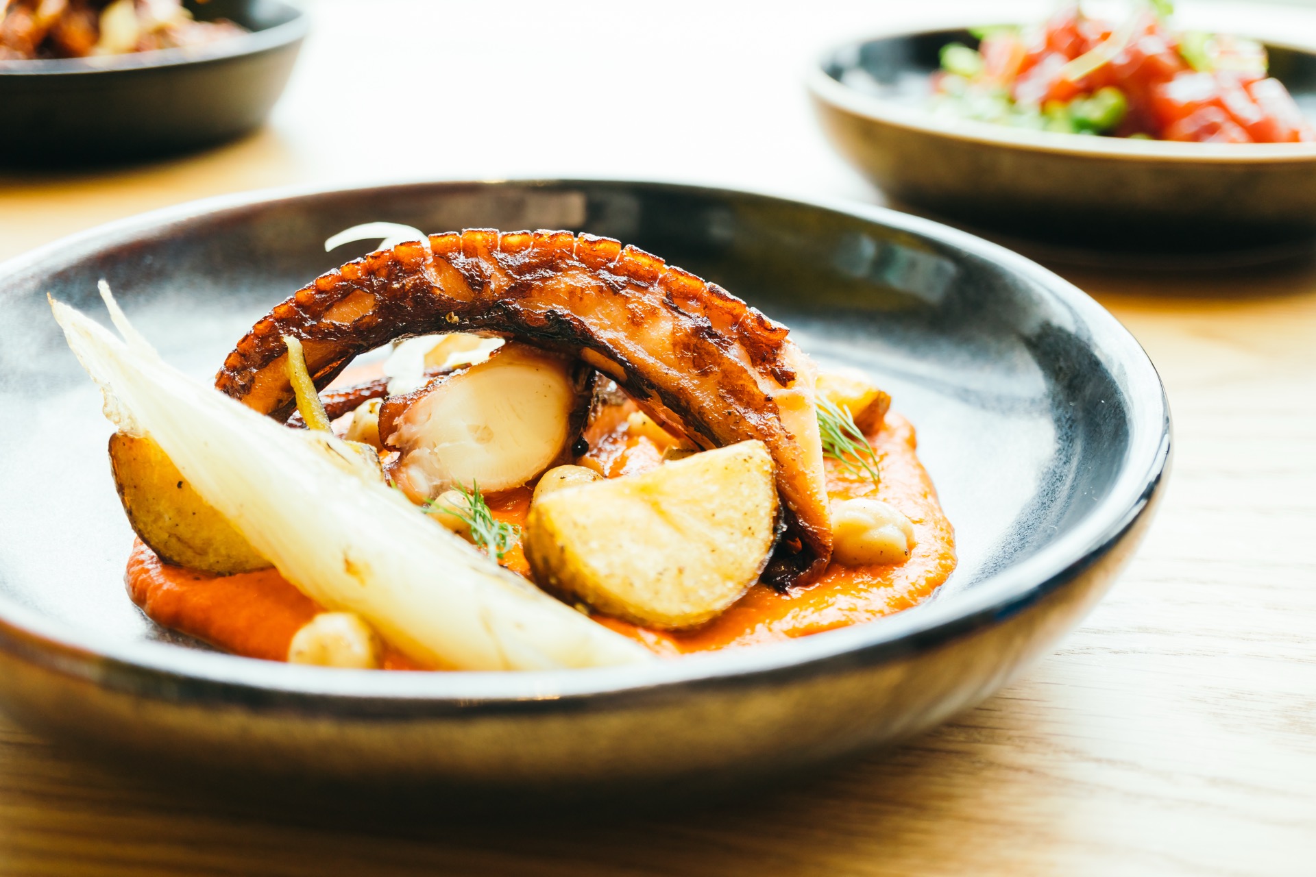 Grilled octopus with potatoes, a Portuguese classic